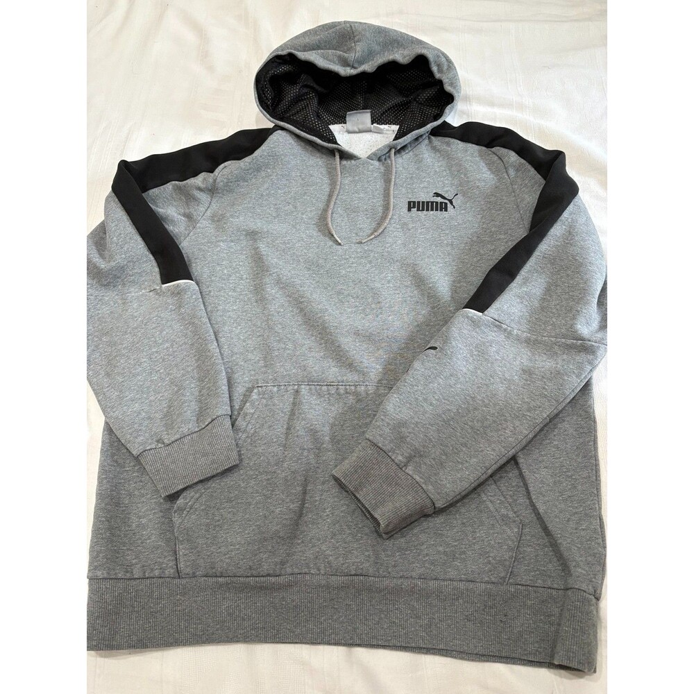 Puma Mens L Gray Black Colorblock Windproof Hoodie Pullover 847362-03
